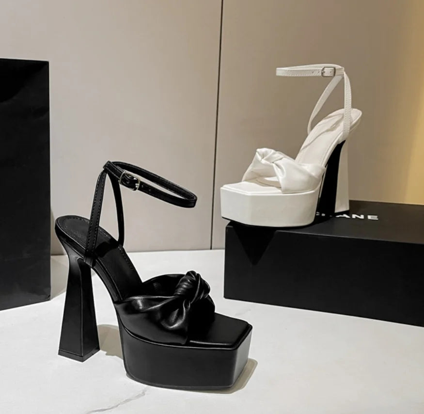 Knot-Detail Platform Heels