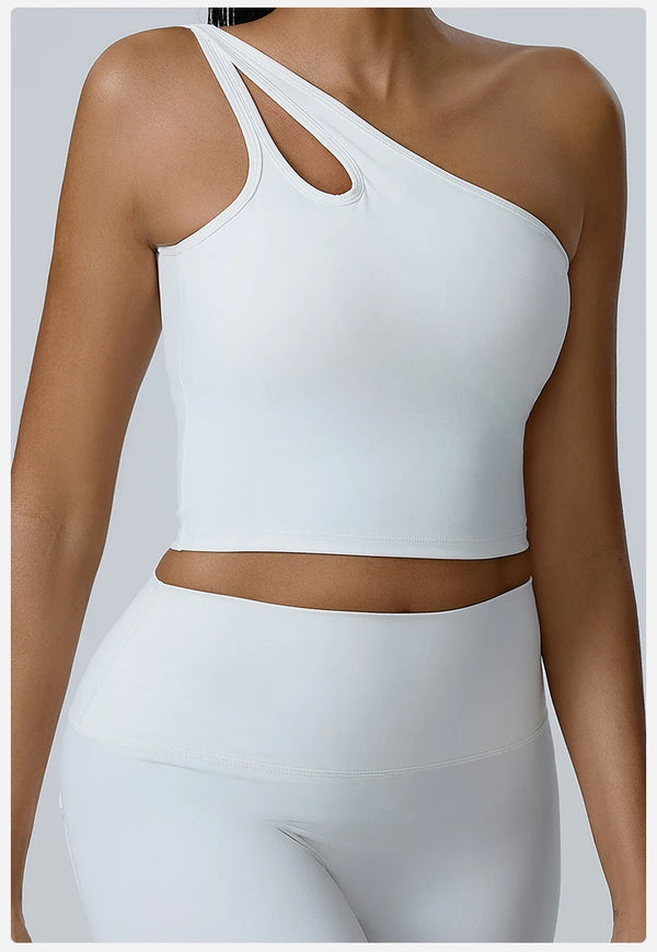One-Shoulder Cutout Crop Top & High-Waist Leggings Set