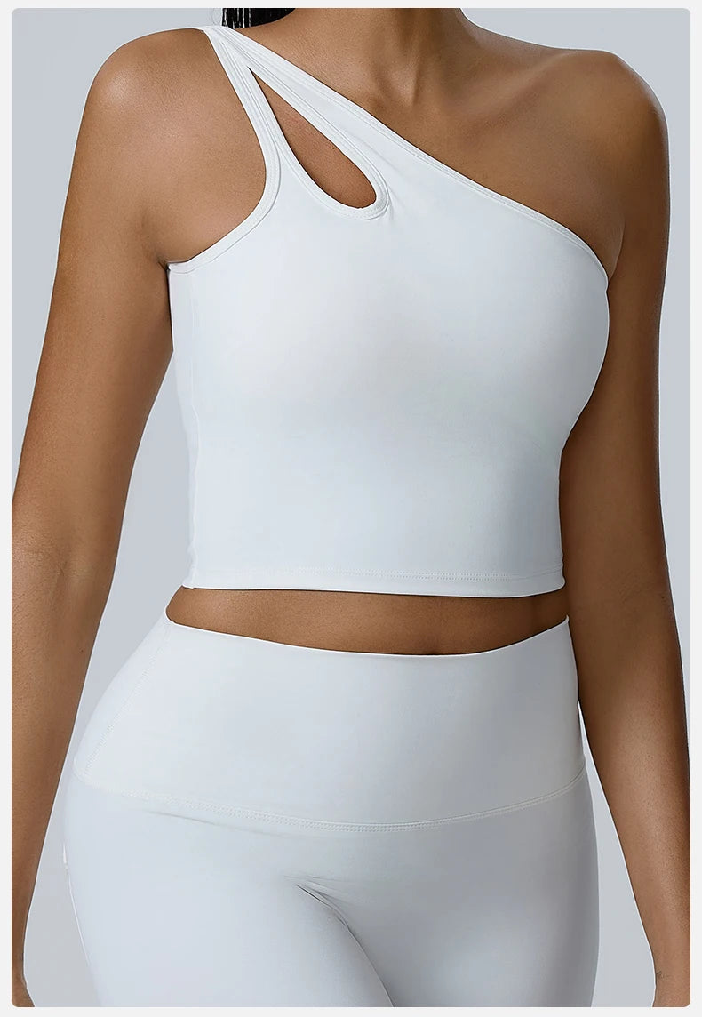 One-Shoulder Cutout Crop Top & High-Waist Leggings Set