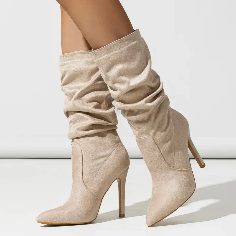 Suede Slouchy Stiletto Boots