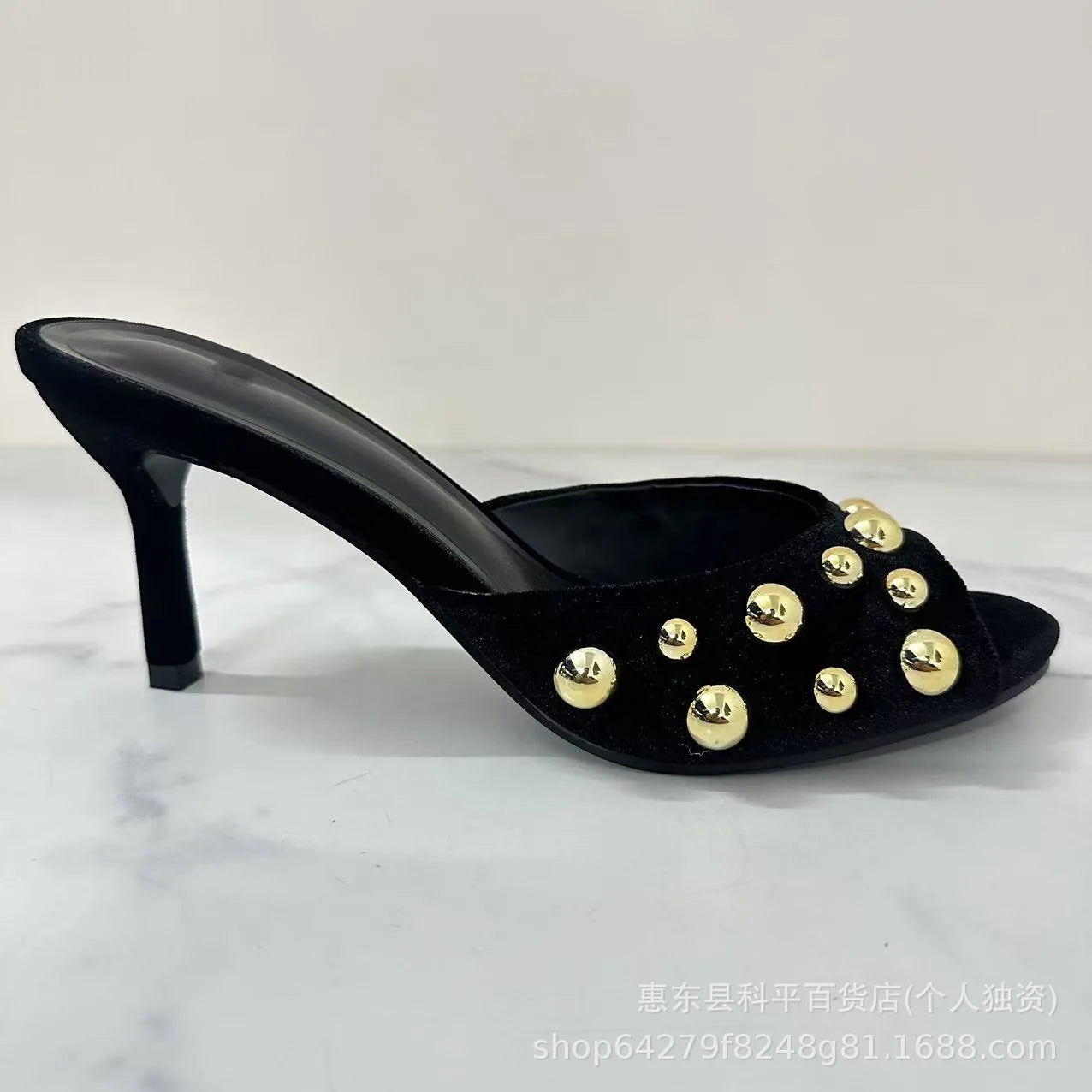Studded Block Heel Mules