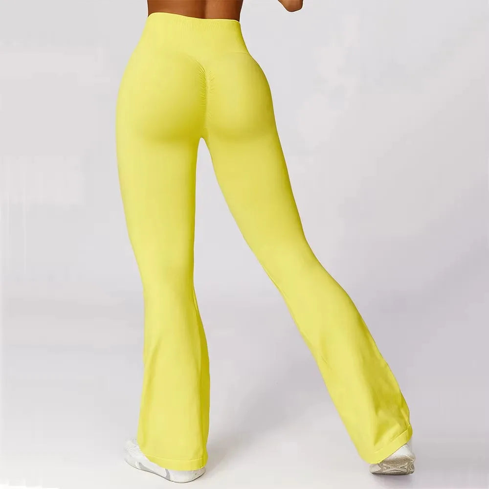 Ribbed Waist Flared Leggings