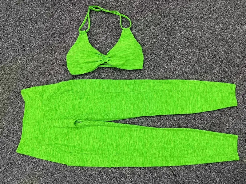Halter & Ruched Leggings Workout Set