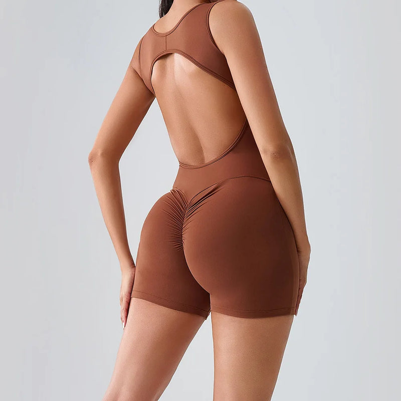 Open Back Biker Short Romper