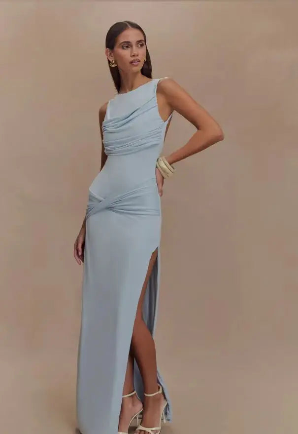 Ruched Sleeveless Maxi Dress