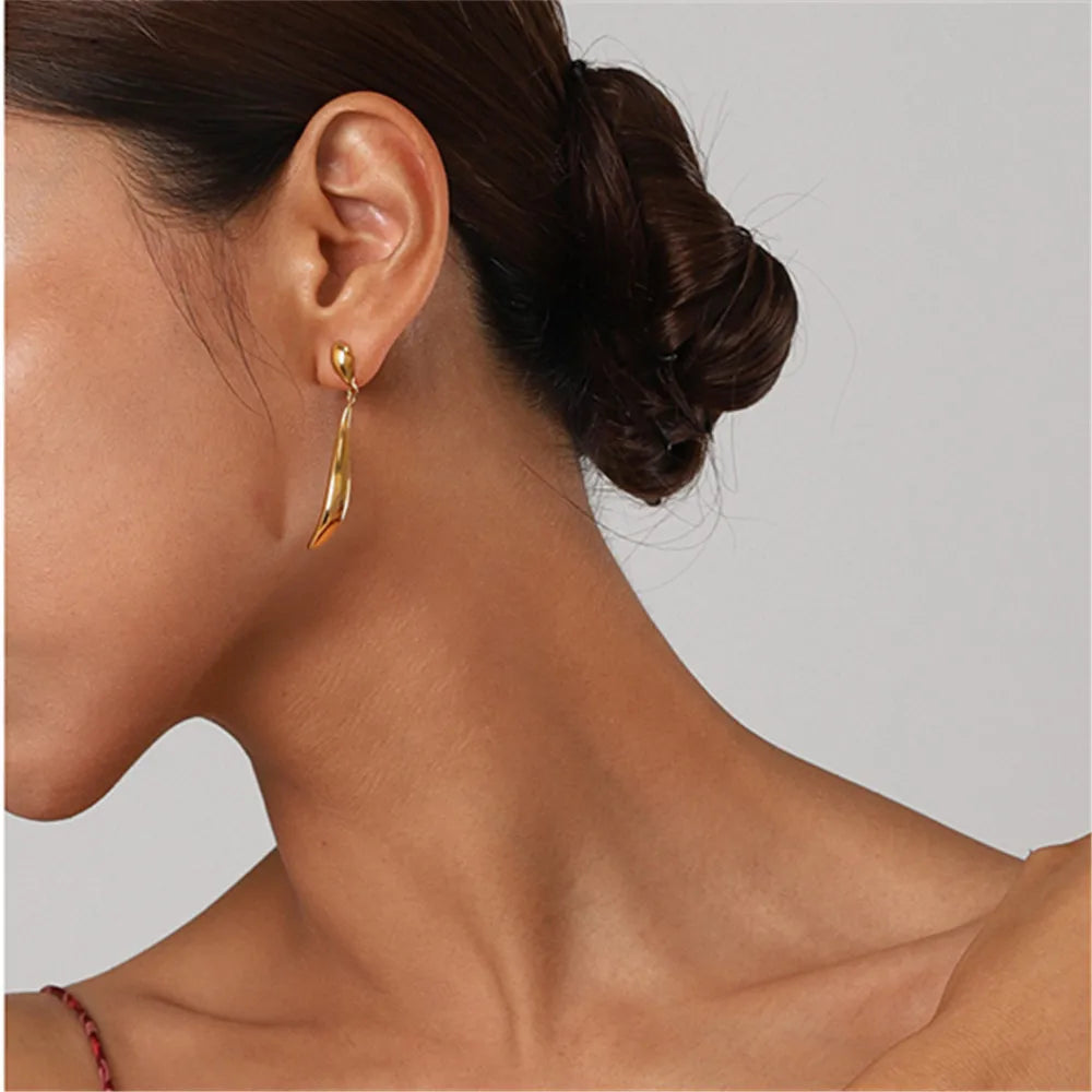 Golden Wave Drop Earrings