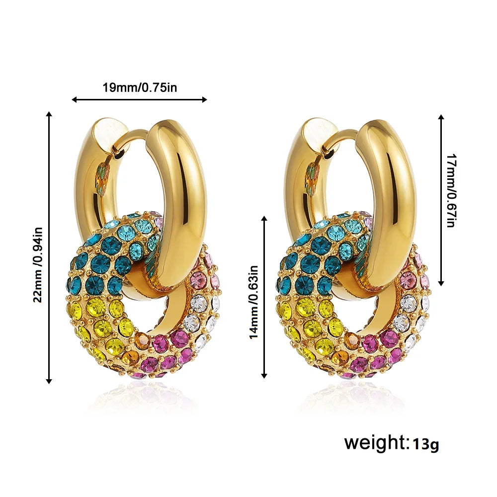 Rainbow Crystal Hoop Earrings