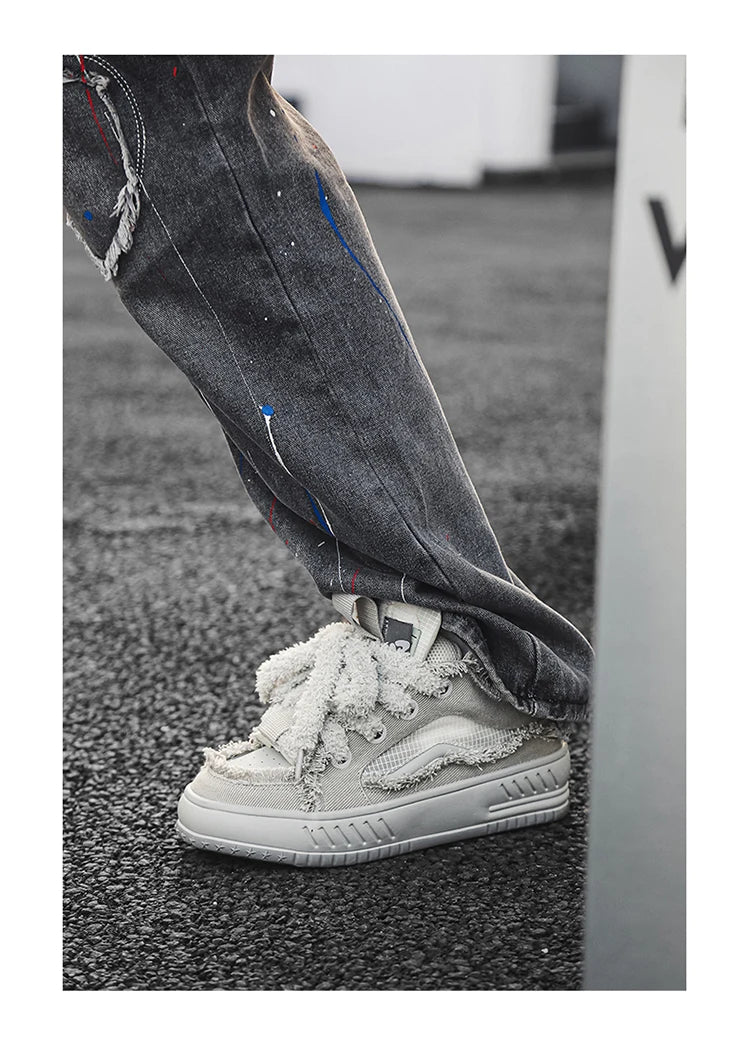 Fuzzy Lace Retro Sneakers