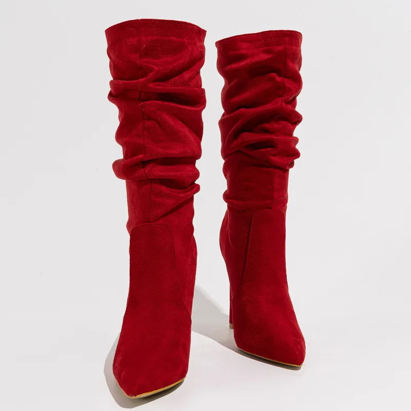 Suede Slouchy Stiletto Boots