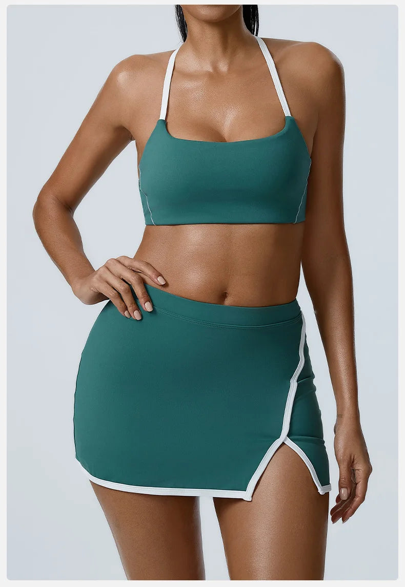 Split-Front Athletic Skirt Set