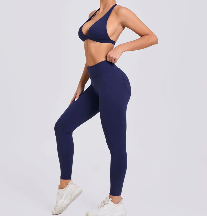 Twist-Front Halter Leggings Set