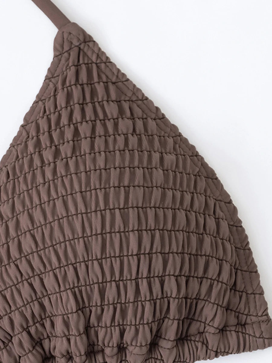 Smocked Triangle Bikini Set