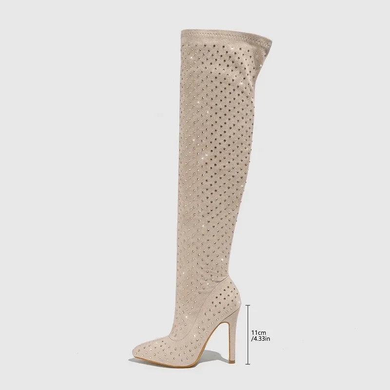 Crystal-Embellished Over-the-Knee Boots