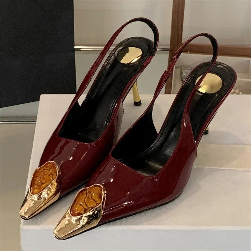 Jewel Accent Slingback Heels