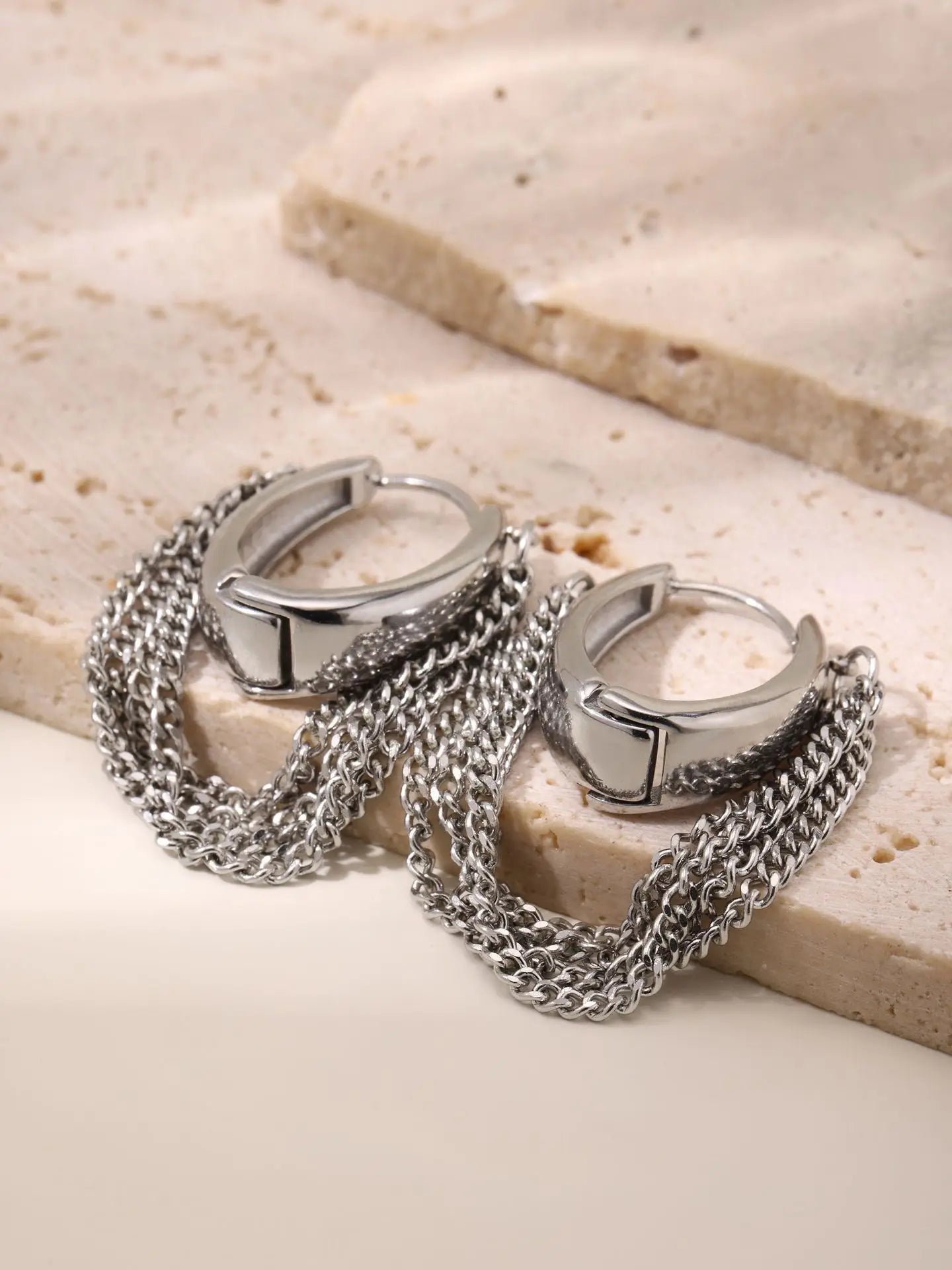 Chain Fringe Hoop Earrings