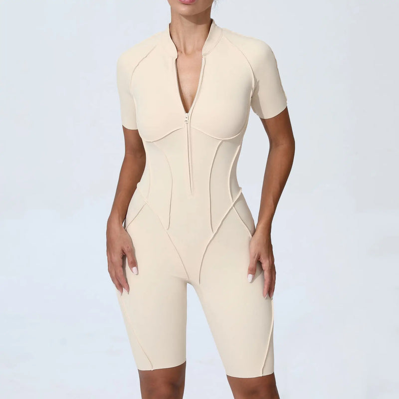Short-Sleeve Zip Romper