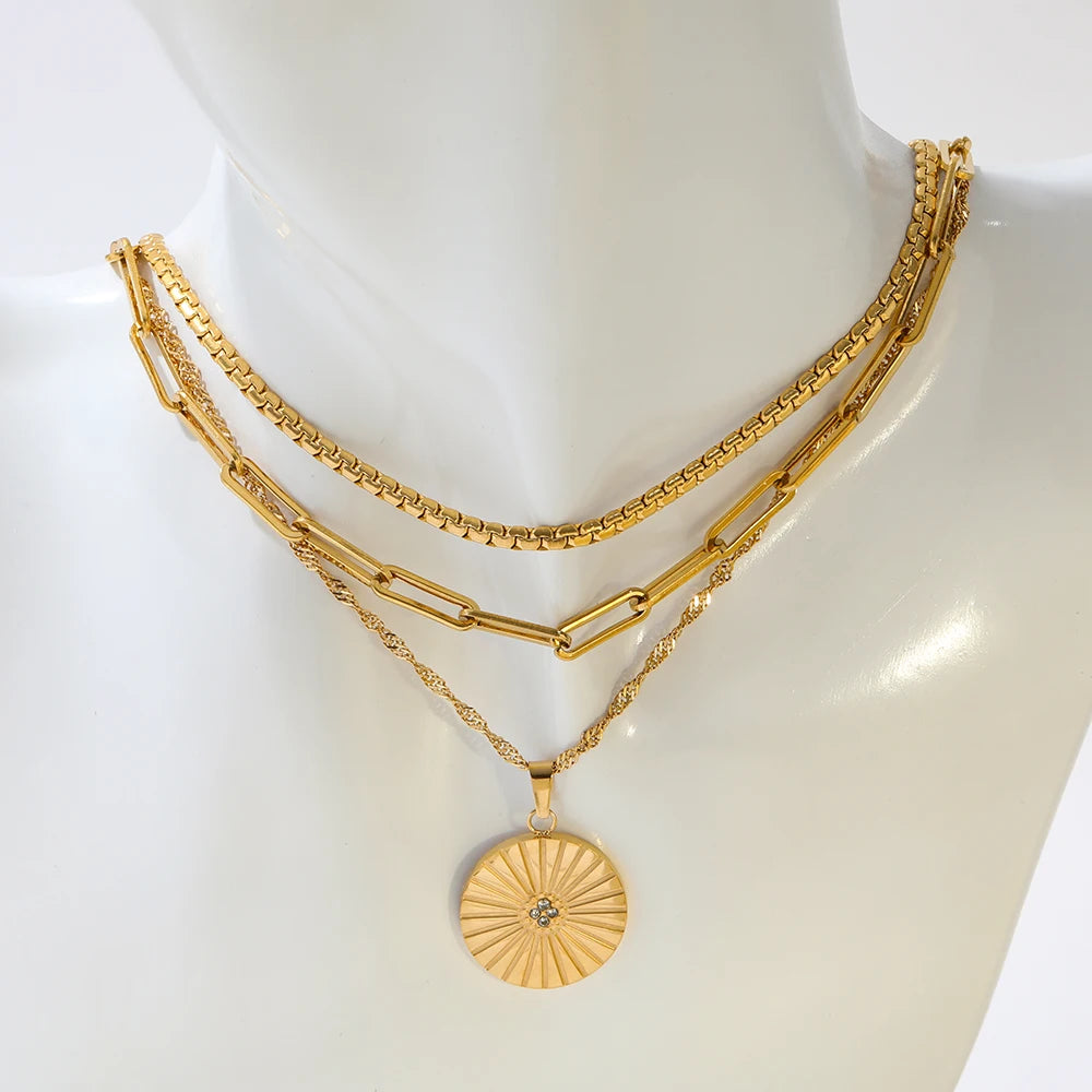Sunburst Medallion Pendant Necklace