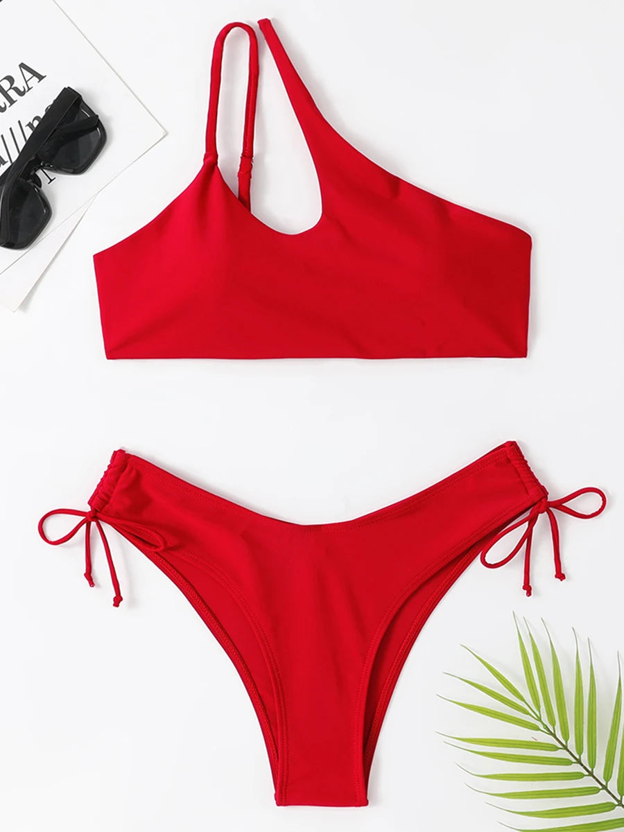Asymmetrical Cutout Bikini Set