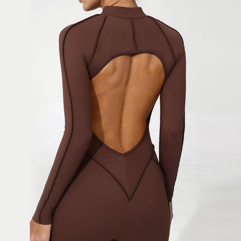 Long Sleeve Zip Front Jumpsuit