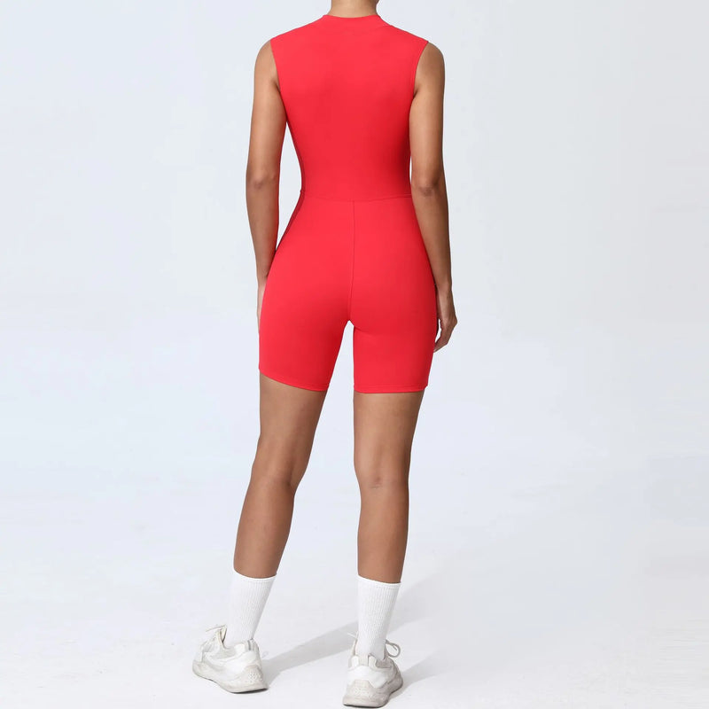 Sleeveless Zip Front Workout Romper