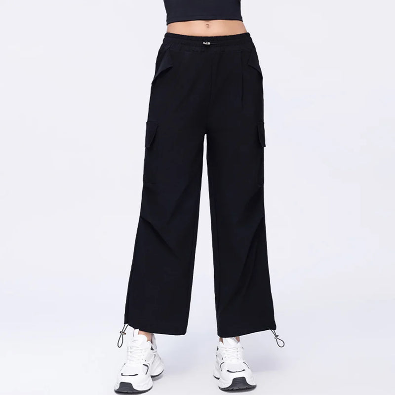 High-Waisted Drawstring Cargo Pants