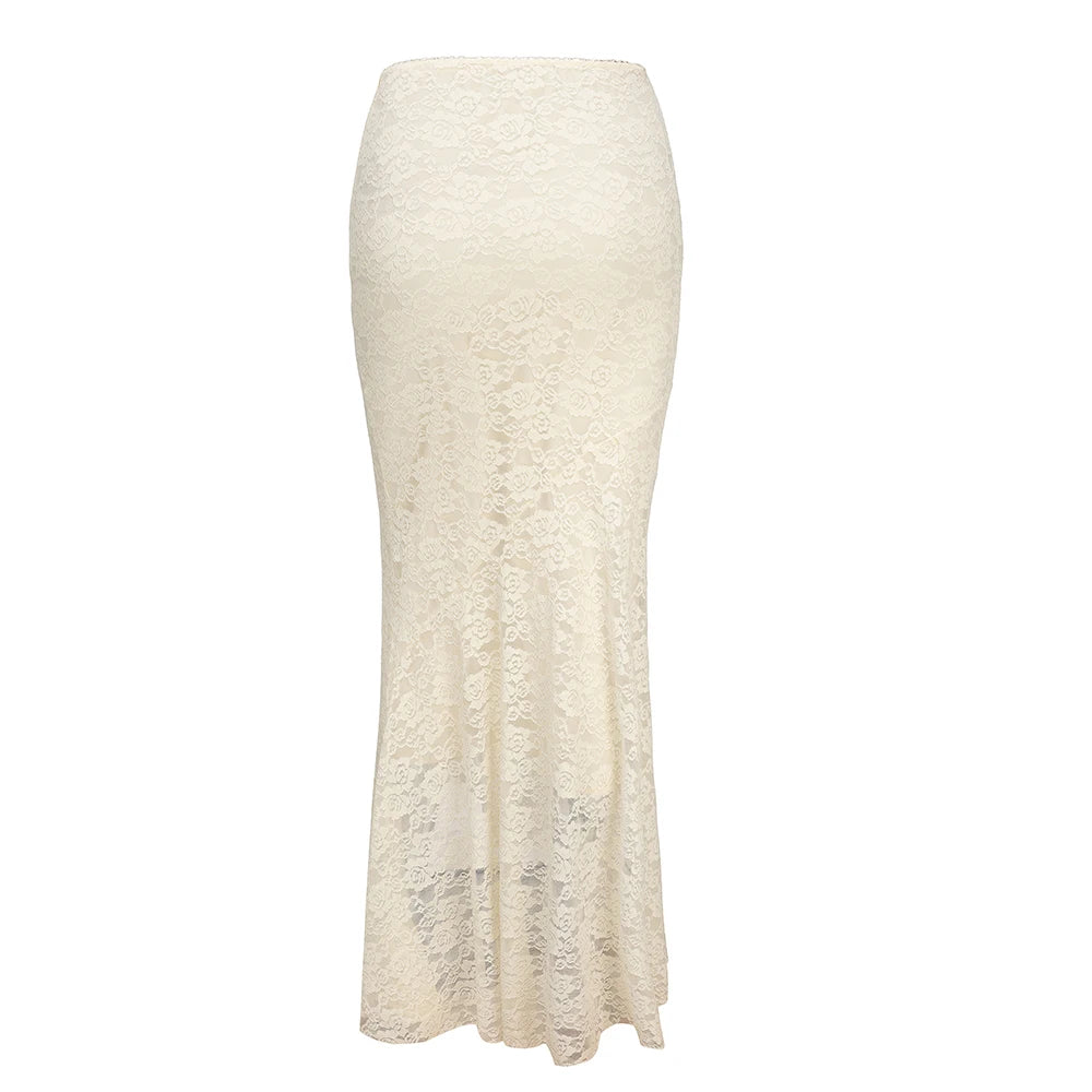 Lace Ruched Two-Piece Maxi Dress