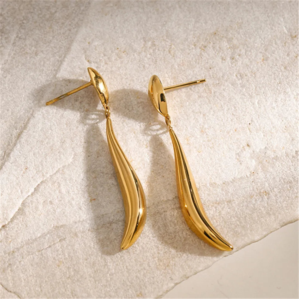 Golden Wave Drop Earrings