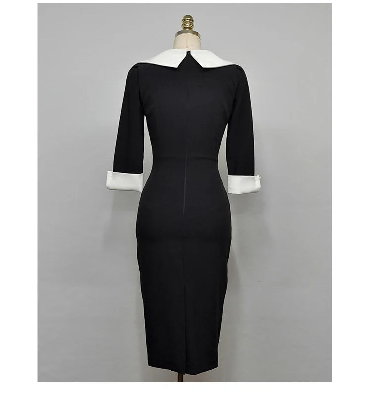 Asymmetric Collar Bodycon Dress