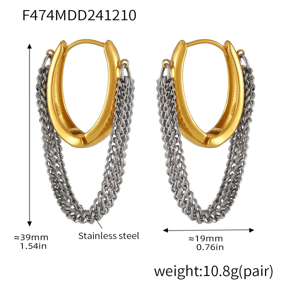 Chain Fringe Hoop Earrings