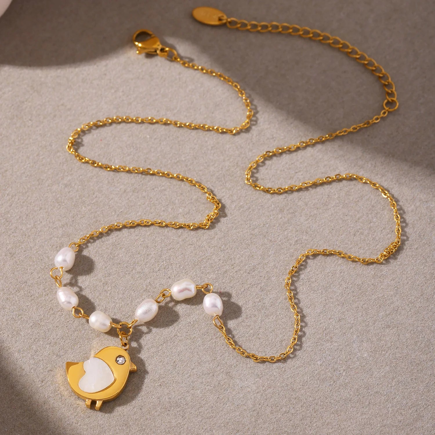 Pearl & Bird Charm Necklace