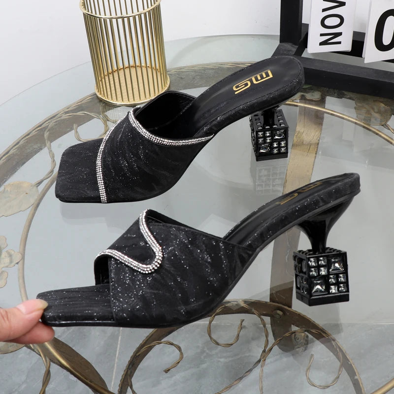 Embellished Block Heel Mules