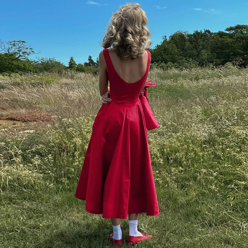 Sleeveless A-Line Midi Dress