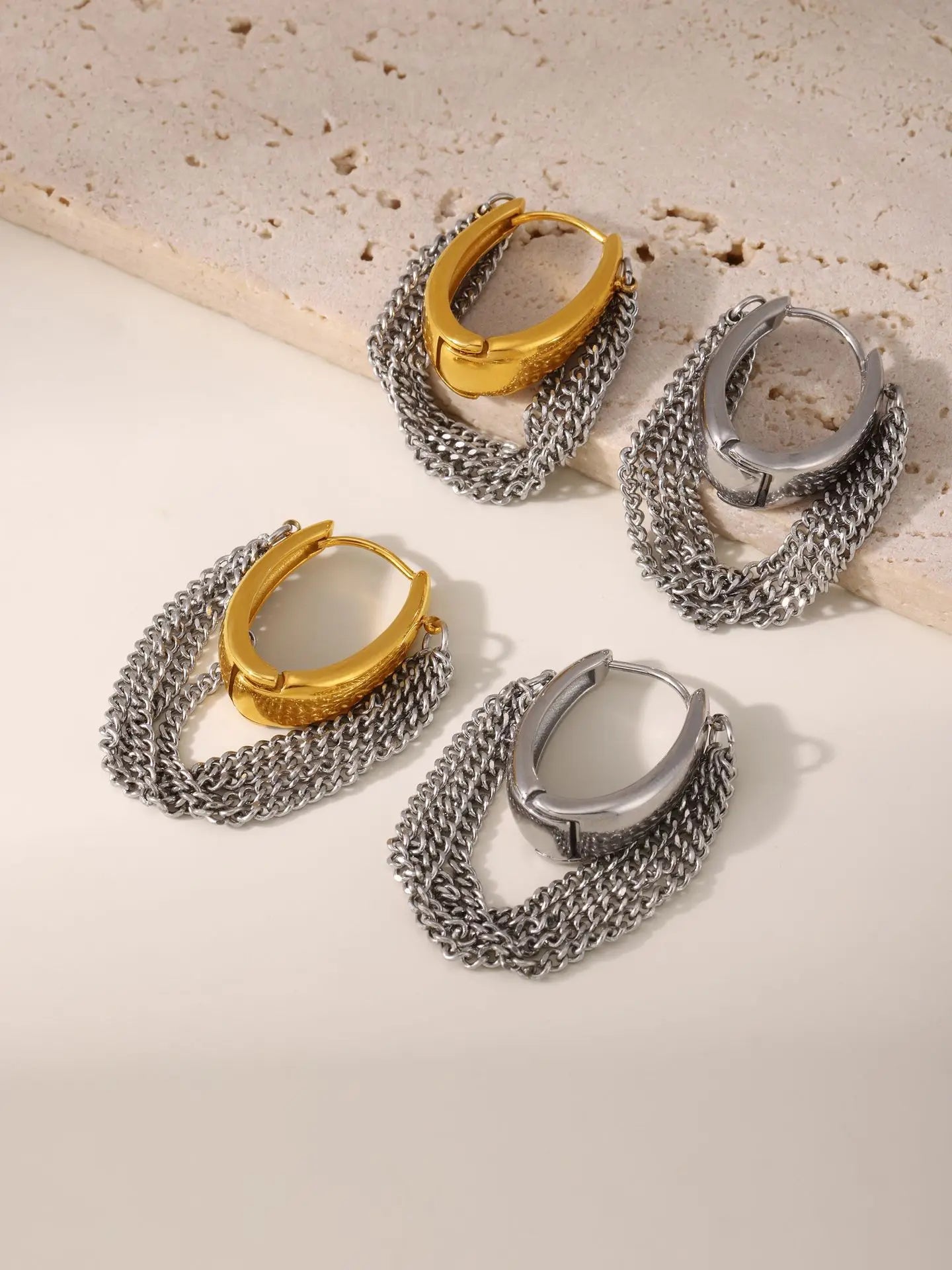 Chain Fringe Hoop Earrings