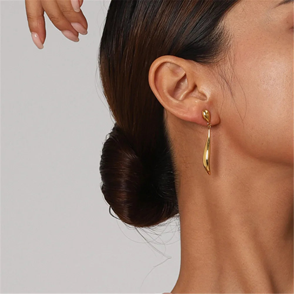 Golden Wave Drop Earrings