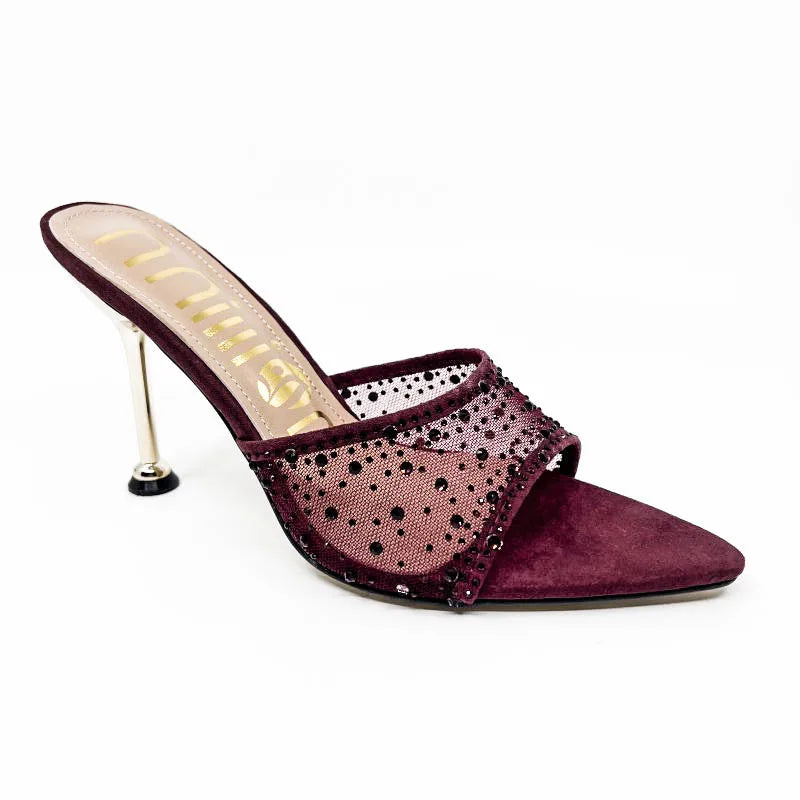 Mesh Rhinestone Stiletto Heels