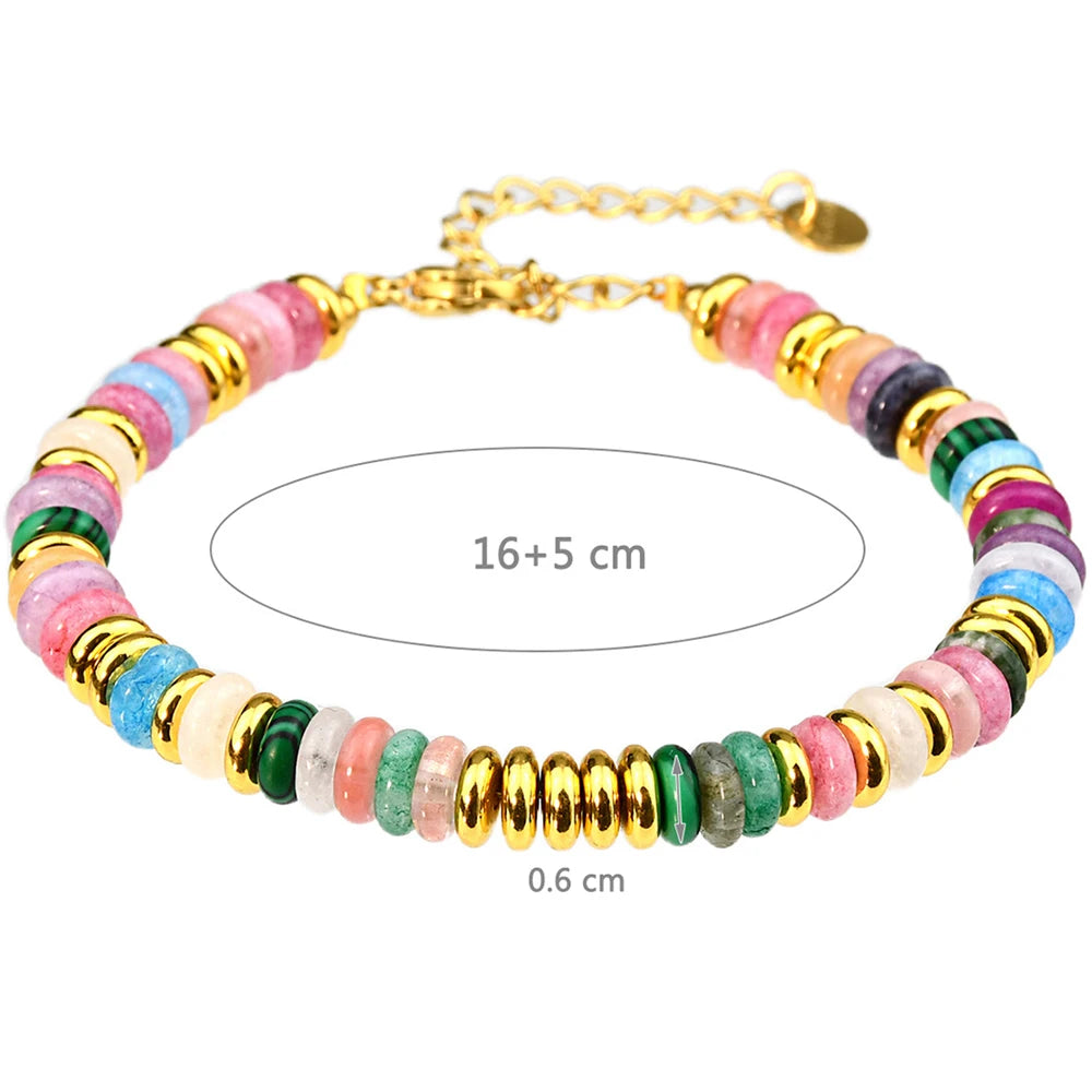 Multicolor Beaded Bracelet with Gold Accents