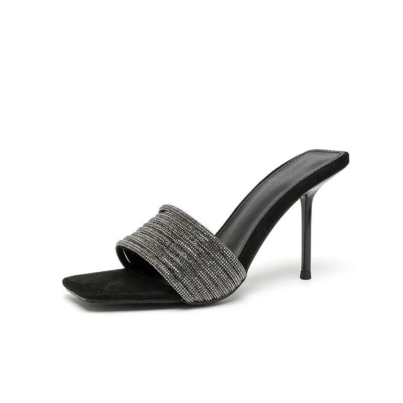 Crystal Strap Stiletto Mules