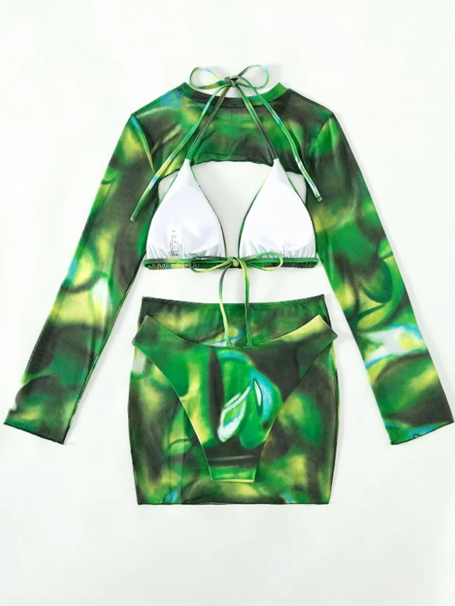 Abstract Print Three-Piece Skirt Set