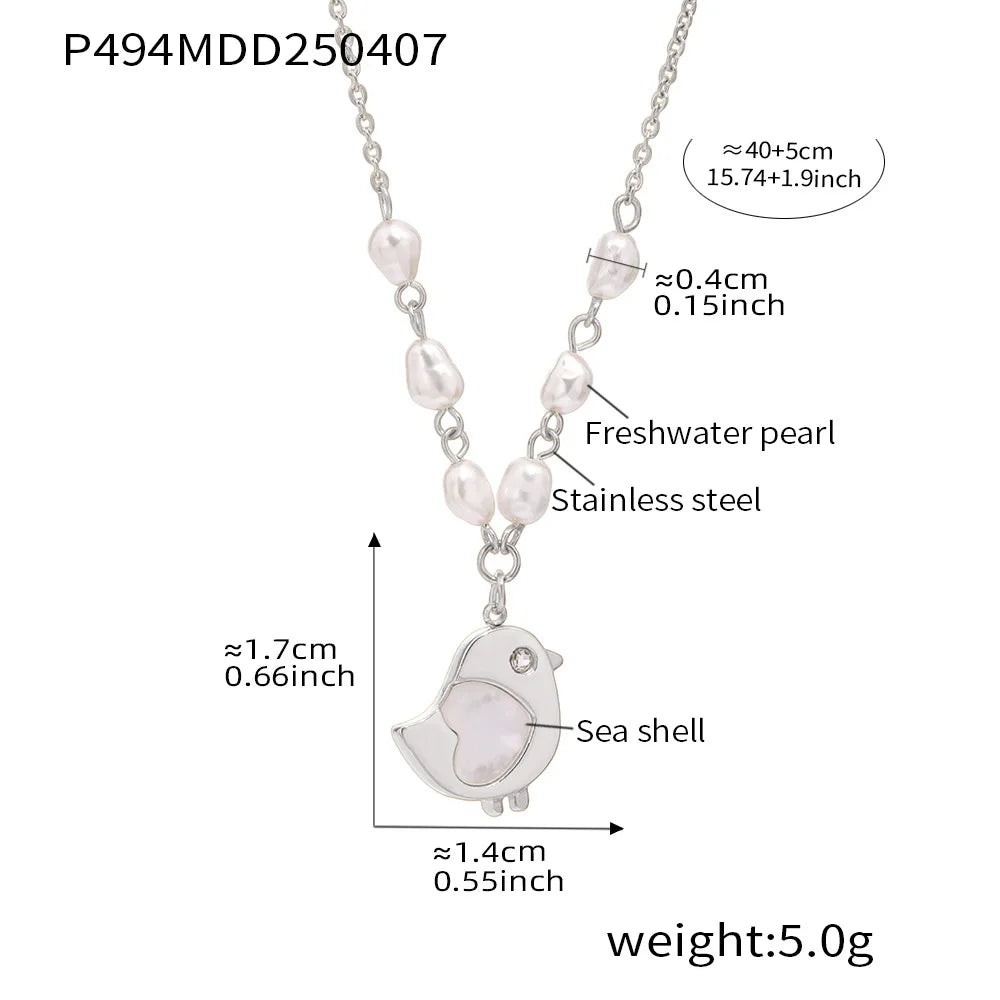 Pearl & Bird Charm Necklace