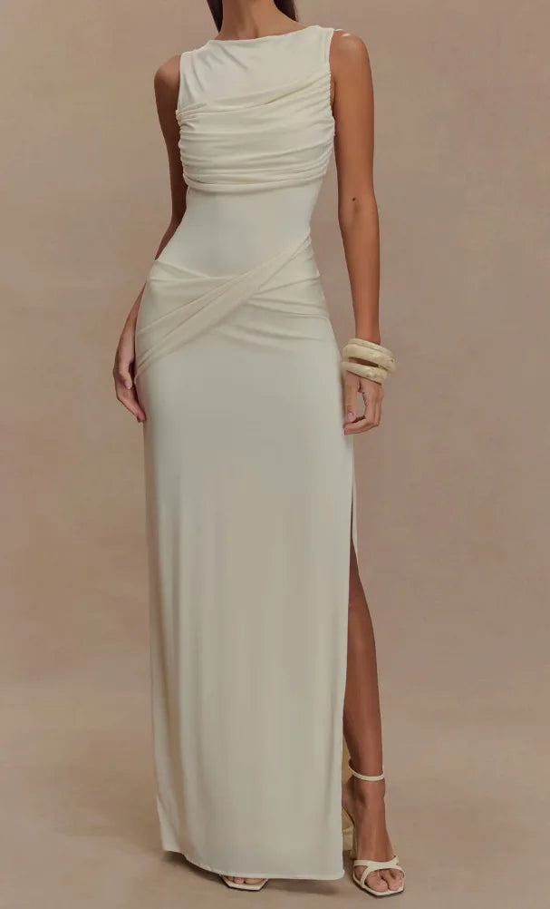 Ruched Sleeveless Maxi Dress