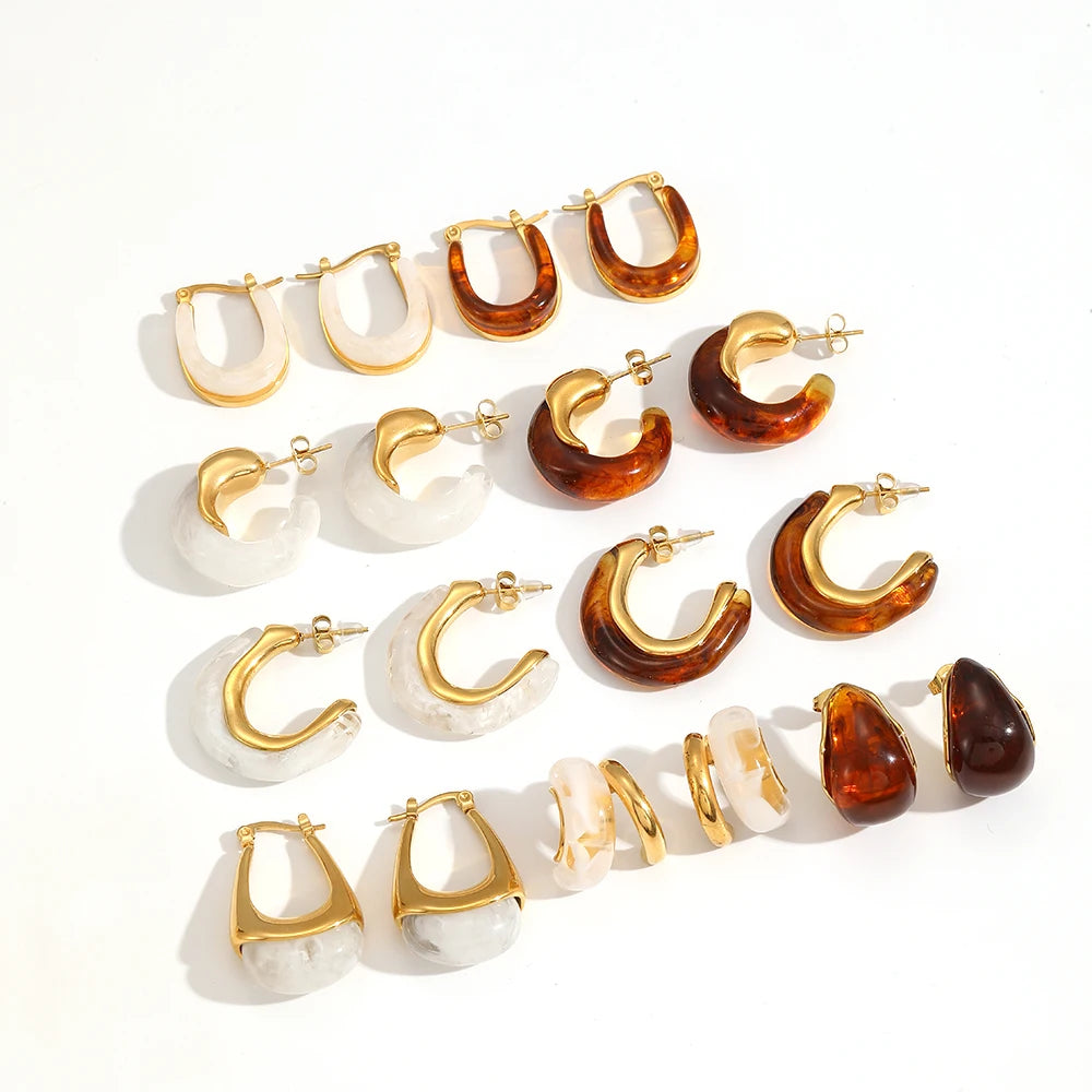 Resin & Gold Hoop Earrings