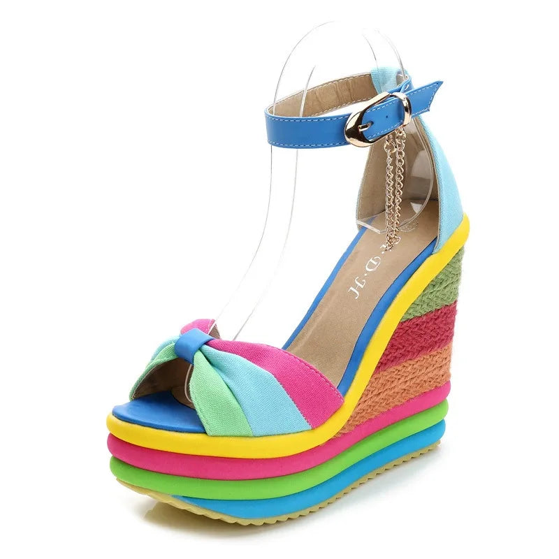 Rainbow Wedge Heels