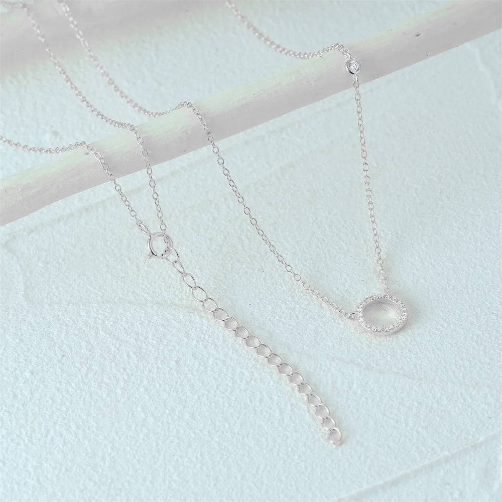 Dainty Circle Pavé Pendant Necklace