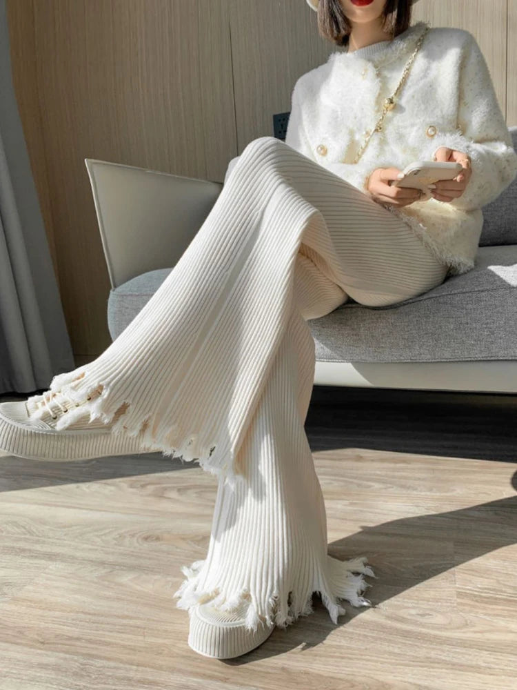 Ribbed Flare Knit Pants