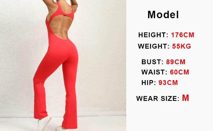 Open Back Flared Leg Jumpsuit