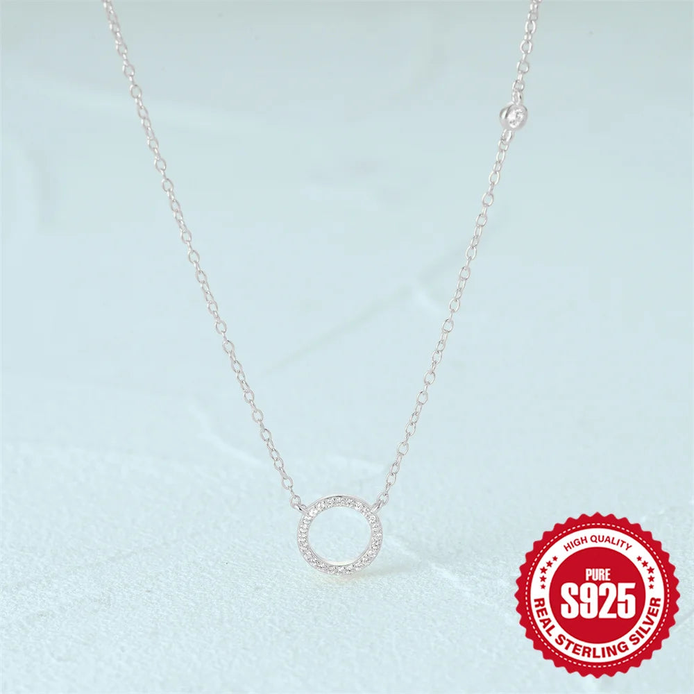 Dainty Circle Pavé Pendant Necklace