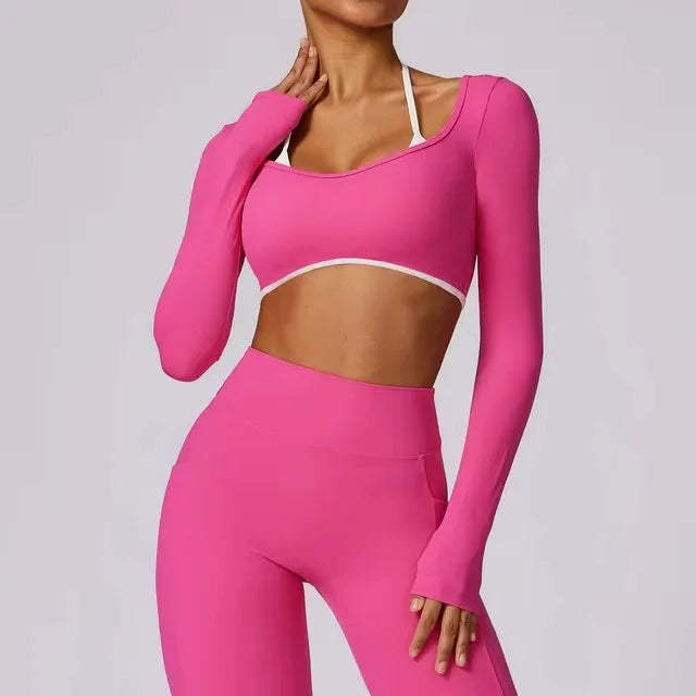Square Neck Long Sleeve Workout Top