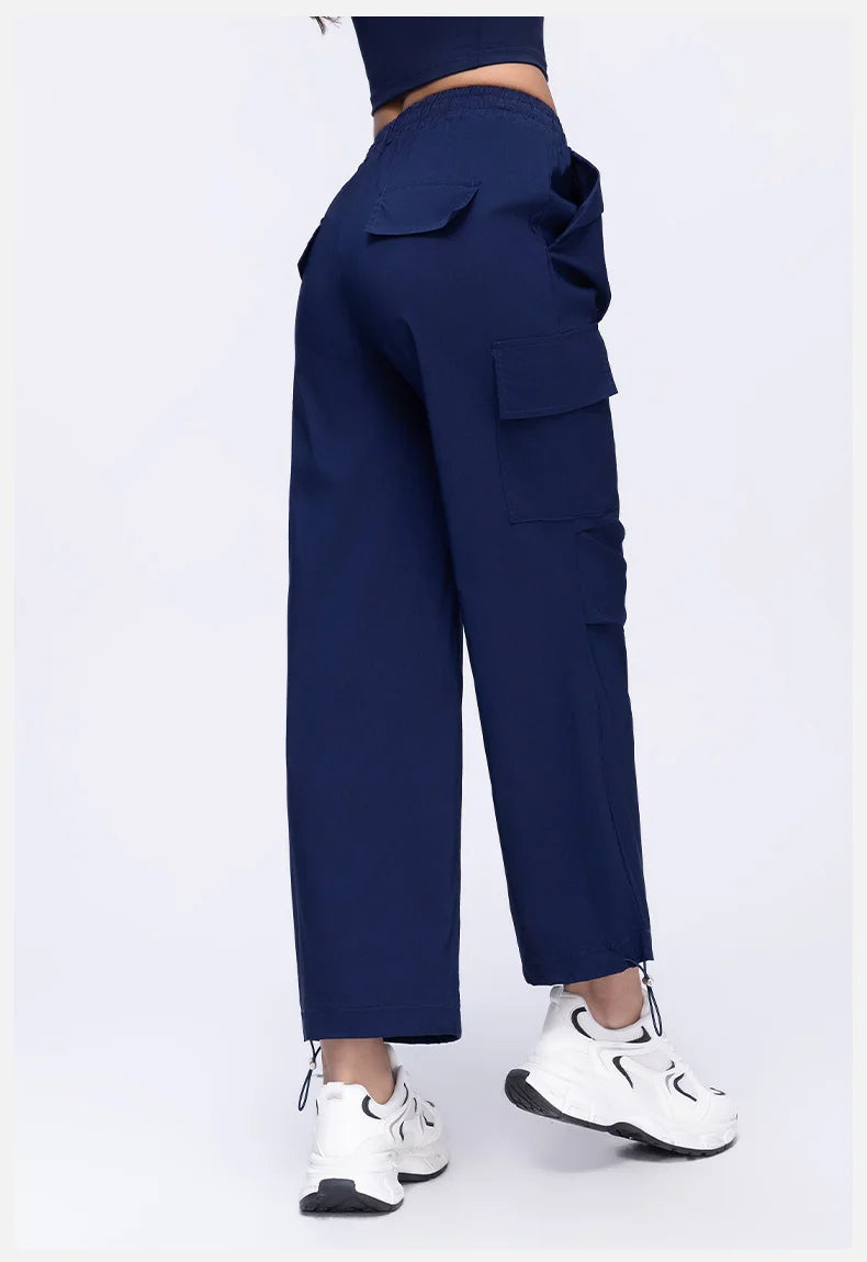 High-Waisted Drawstring Cargo Pants