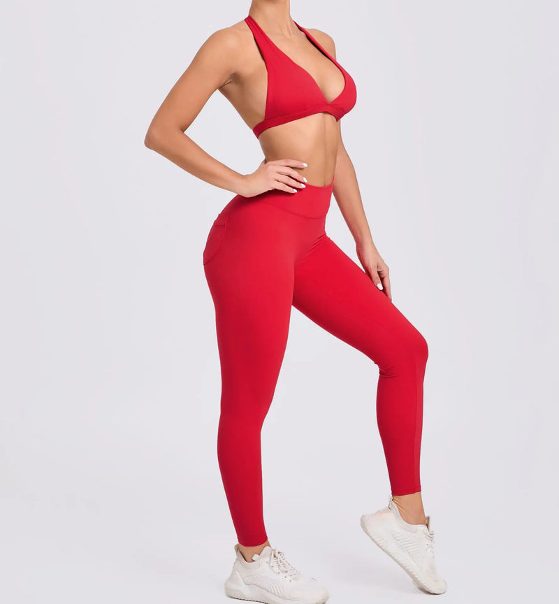 Twist-Front Halter Leggings Set