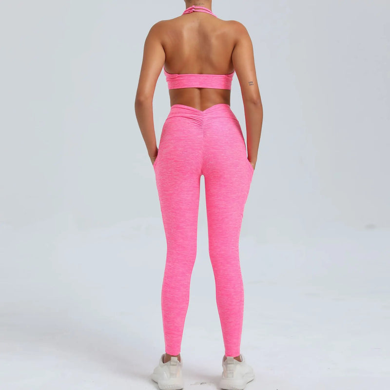 Halter Bra & Pocket Leggings Workout Set